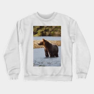 Brown Bear In River Artwork Crewneck Sweatshirt